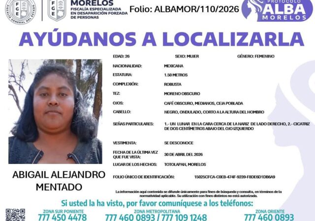 Abigail, en calidad de desaparecida