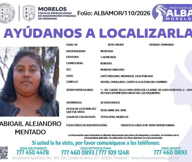 Abigail, en calidad de desaparecida