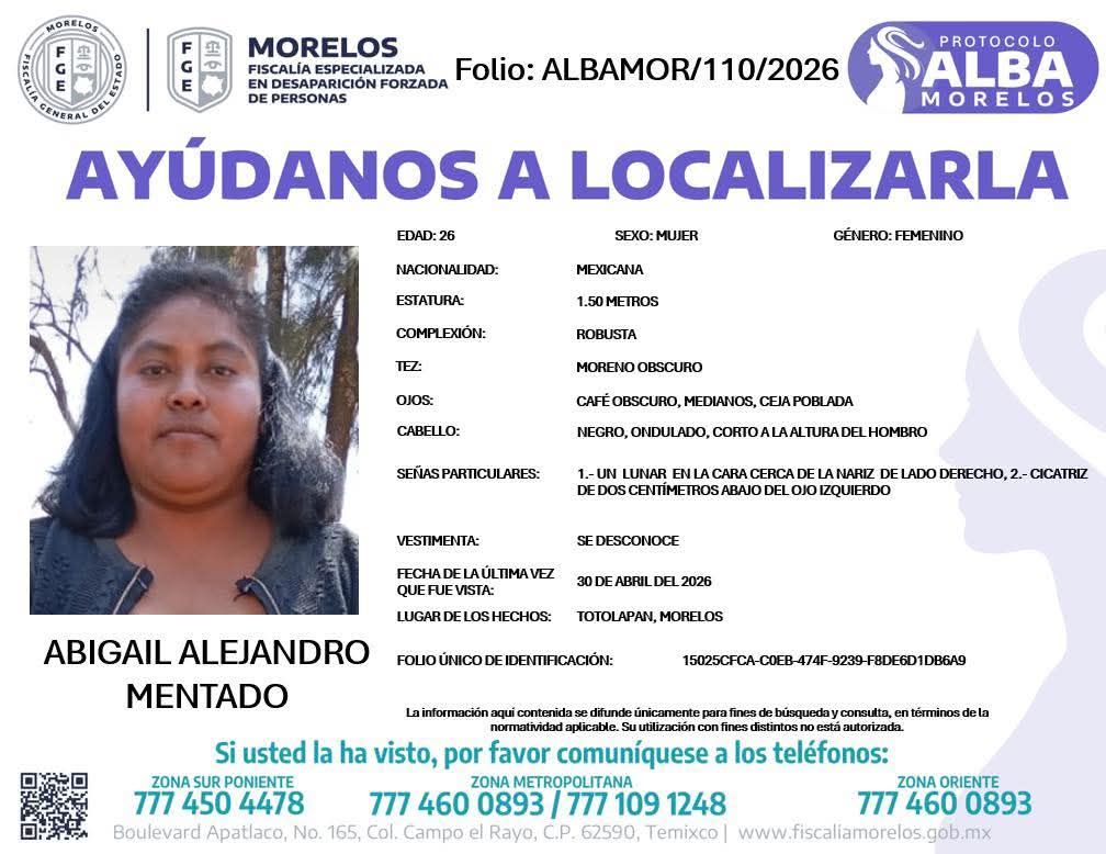 Abigail, en calidad de desaparecida